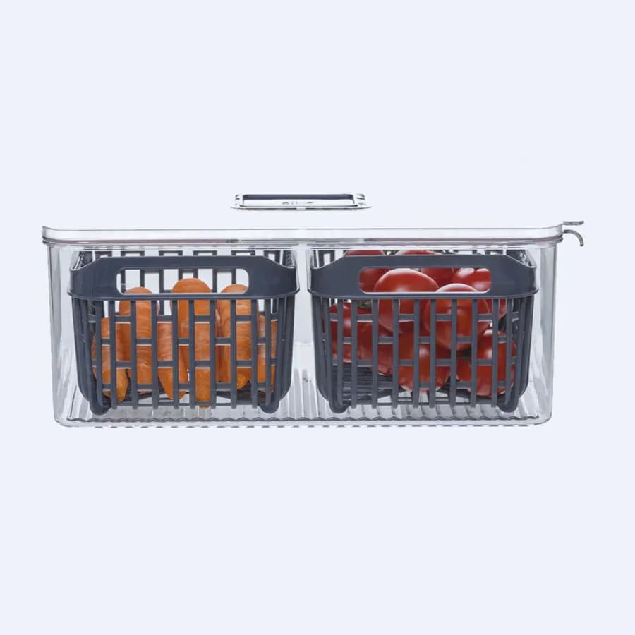 Contenitore per frigorifero 32x22 cm con cesto estraibile e coperchio