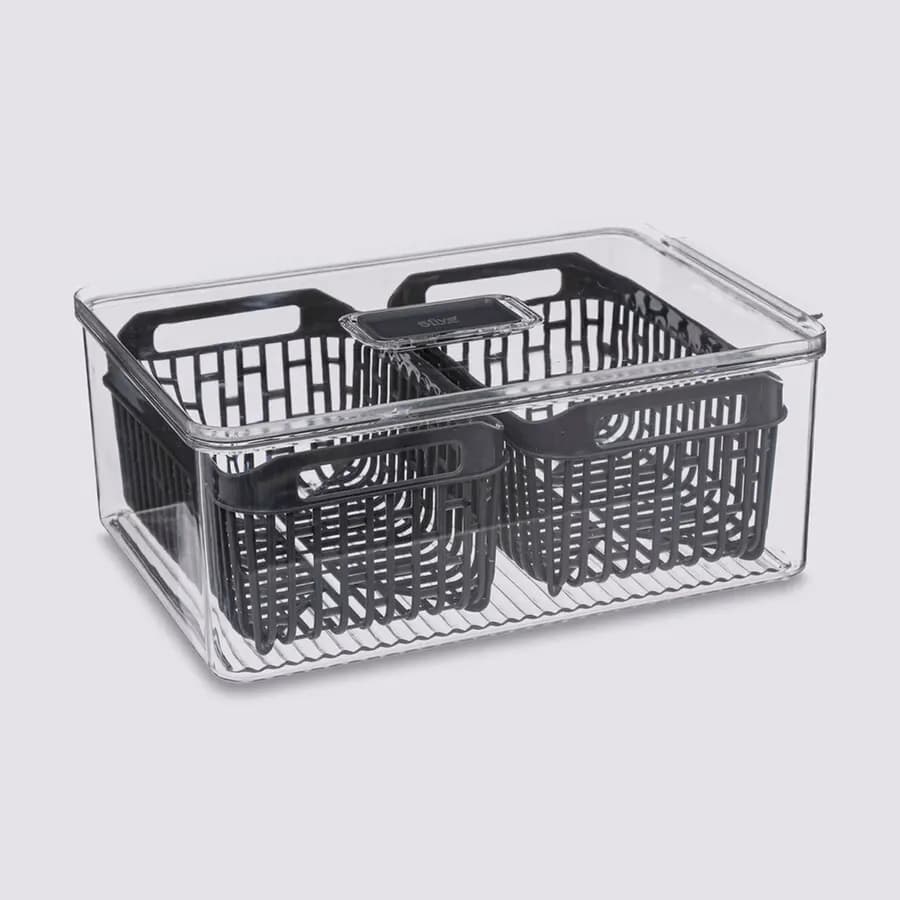Contenitore per frigorifero 32x22 cm con cesto estraibile e coperchio