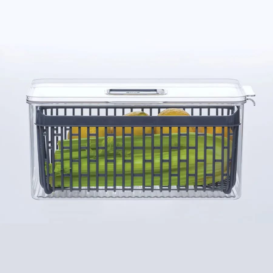 Contenitore per frigorifero 32x15 cm con cesto estraibile e coperchio