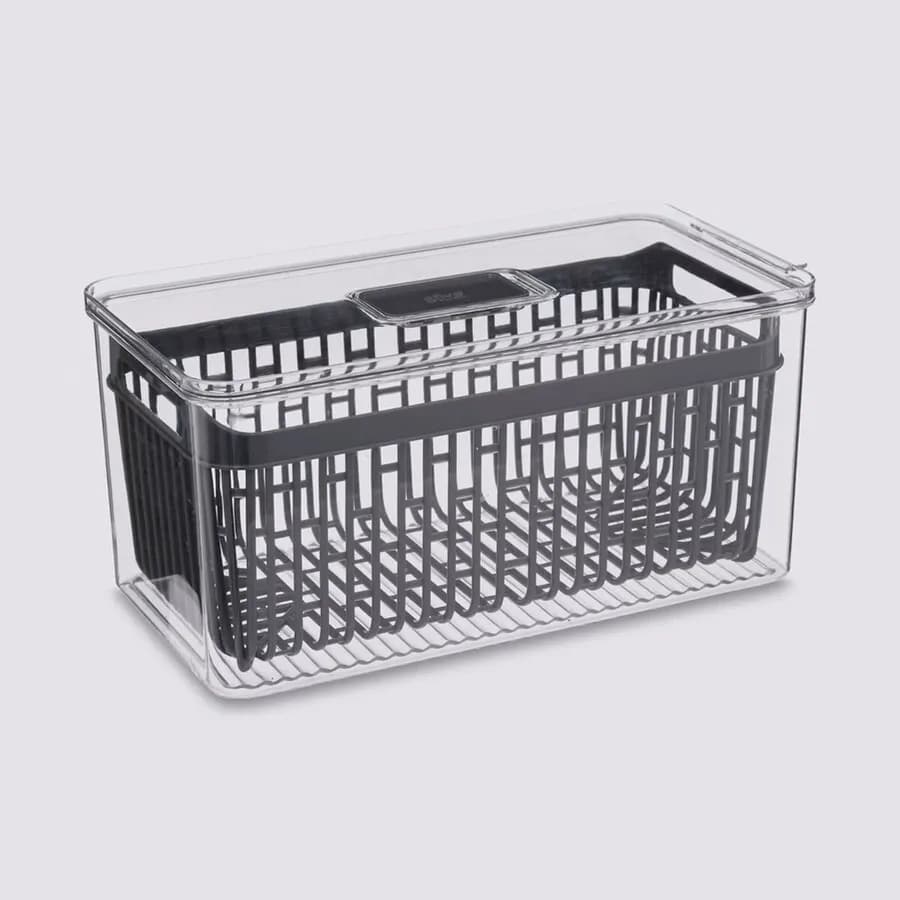 Contenitore per frigorifero 32x15 cm con cesto estraibile e coperchio