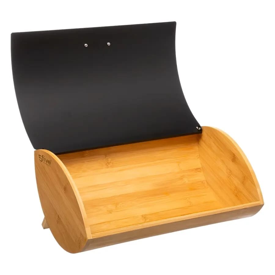 Contenitore per il pane 36x17h cm in bambù naturale e metallo nero