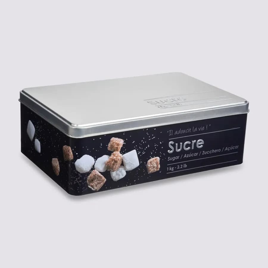 Contenitore per zollette in metallo nero con disegno in rilievo - Savory