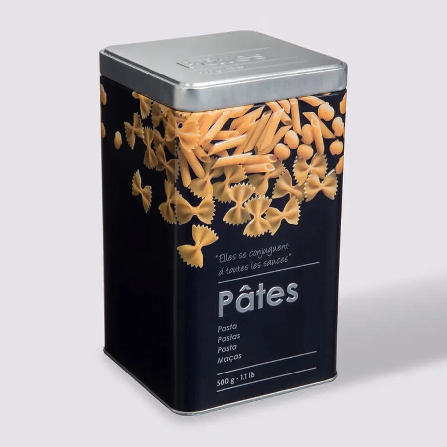Contenitore per pasta in metallo nero con disegno in rilievo - Savory