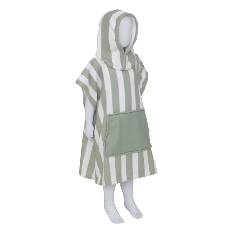 Coperta con cappuccio 55x70h cm in velluto verde e bianco - Timothy Kids
