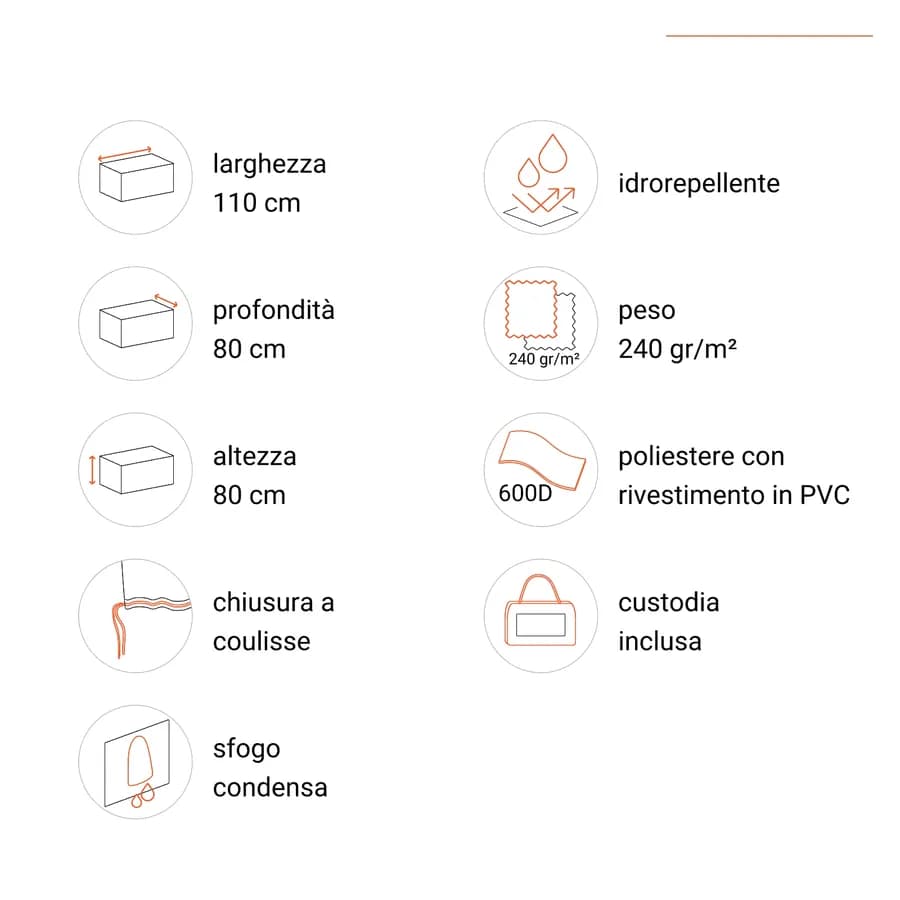 Copertura protettiva per tavolo 110x80 cm in poliestere idrorepellente antracite - Wakanda