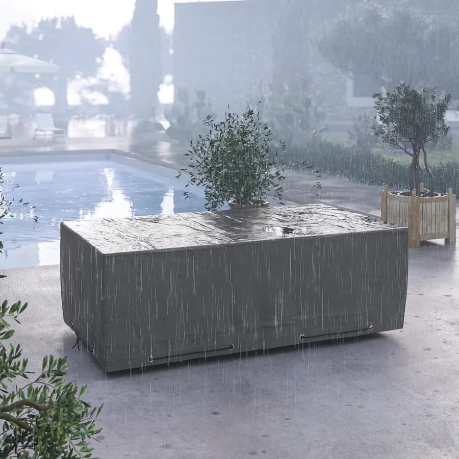Copertura protettiva per tavolo 227x126 cm in poliestere idrorepellente antracite - Wakanda