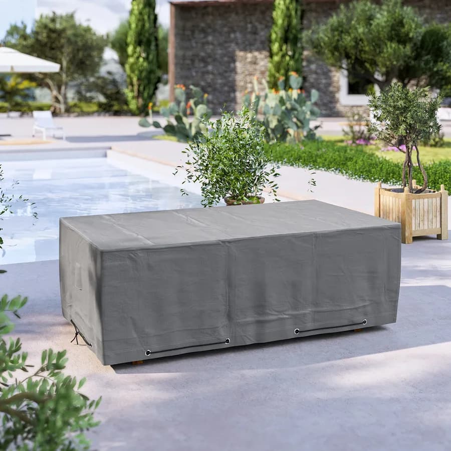 Copertura protettiva per tavolo 227x126 cm in poliestere idrorepellente antracite - Wakanda