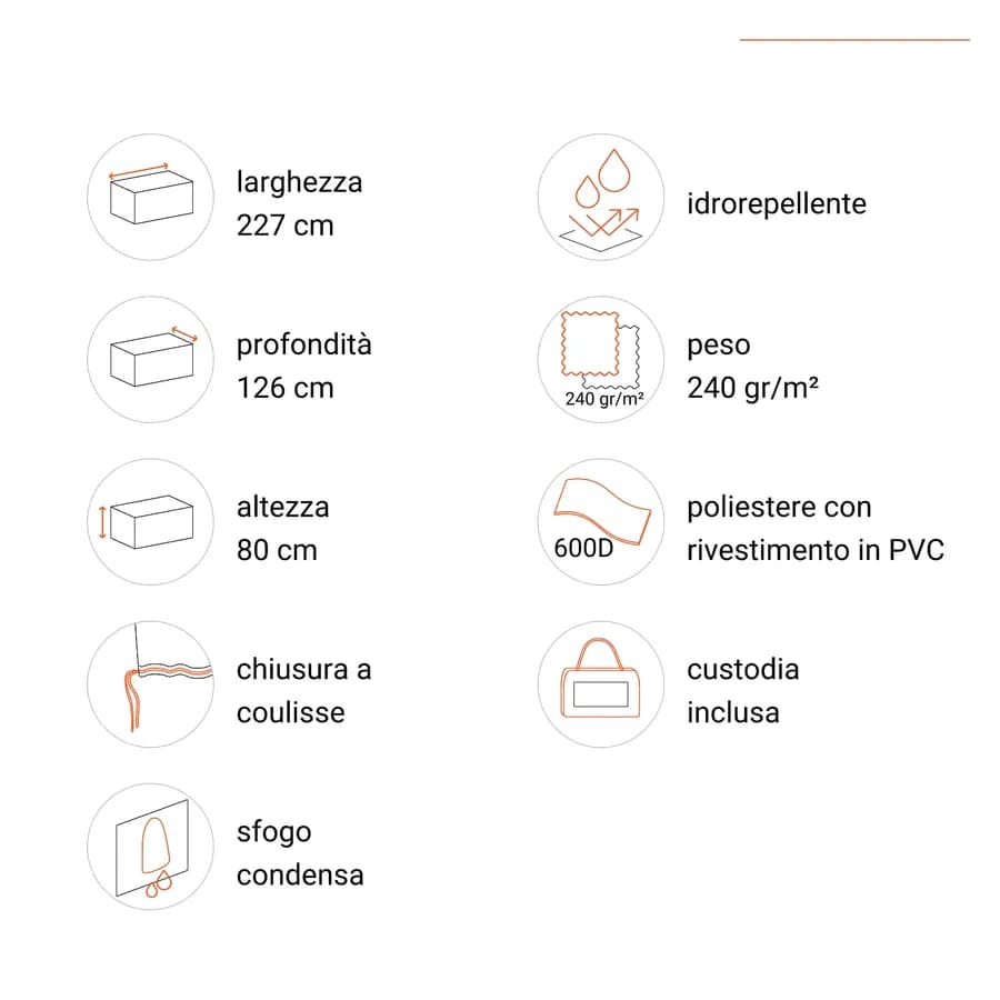 Copertura protettiva per tavolo 227x126 cm in poliestere idrorepellente antracite - Wakanda