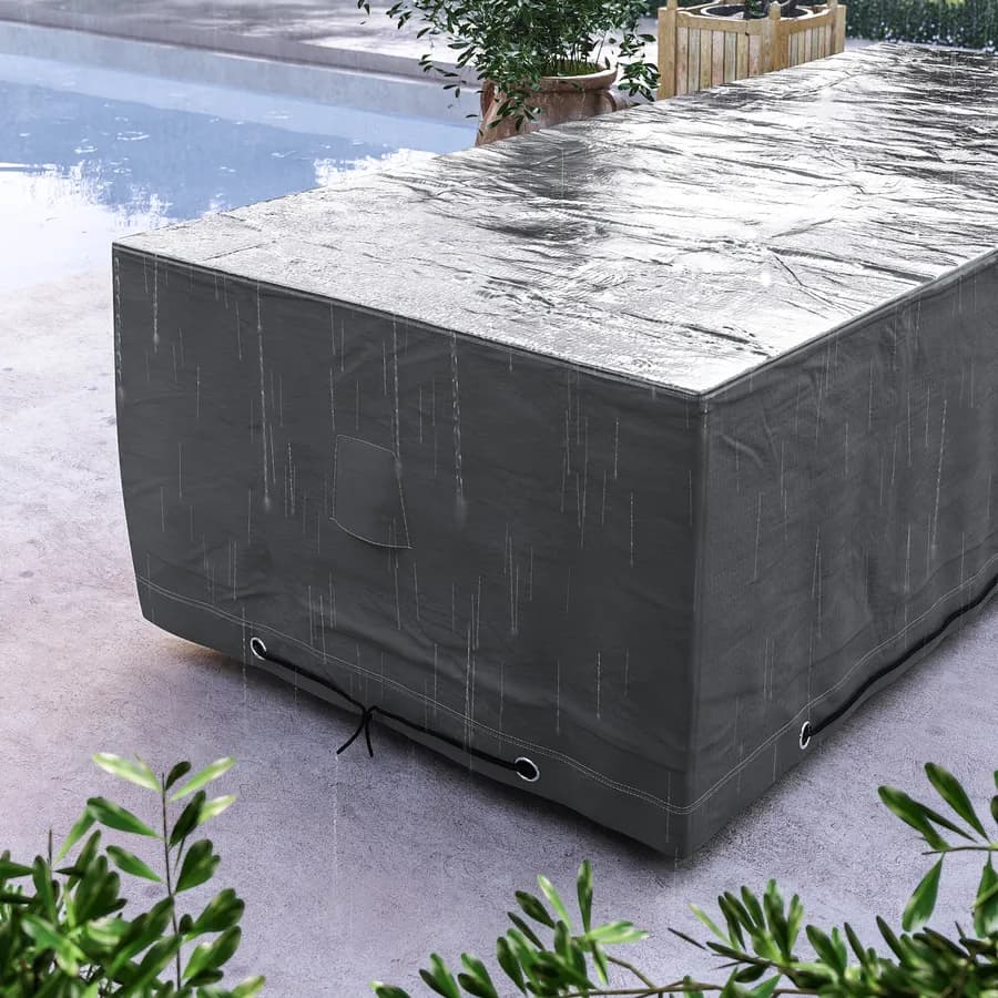 Copertura protettiva per tavolo 300x125 cm in poliestere idrorepellente antracite - Wakanda