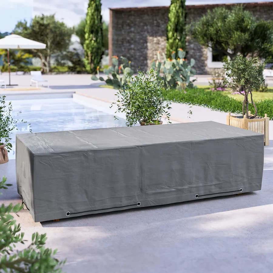 Copertura protettiva per tavolo 300x125 cm in poliestere idrorepellente antracite - Wakanda