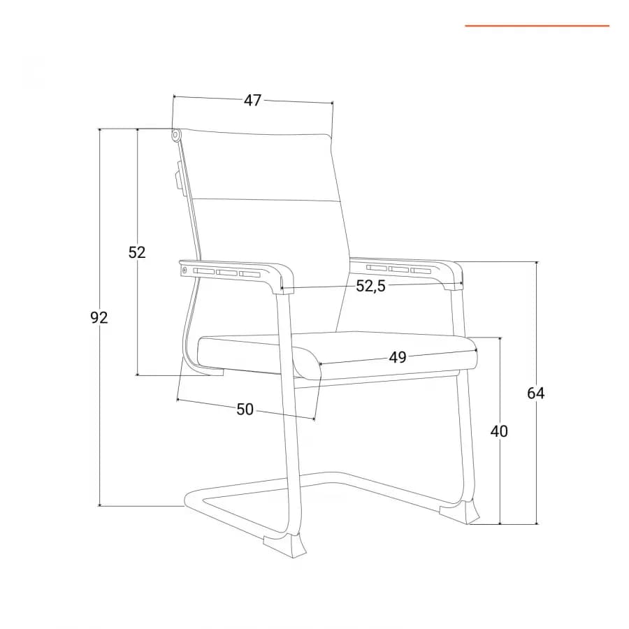 Set 2 poltrone da ufficio in similpelle nero con struttura a slitta cromo - Senior