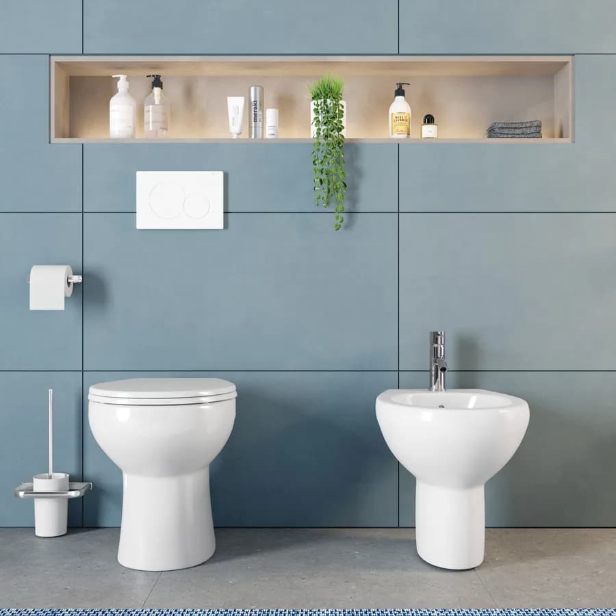 Sanitari tradizionali con scarico a terra e sedile softclose bianco - Casper
