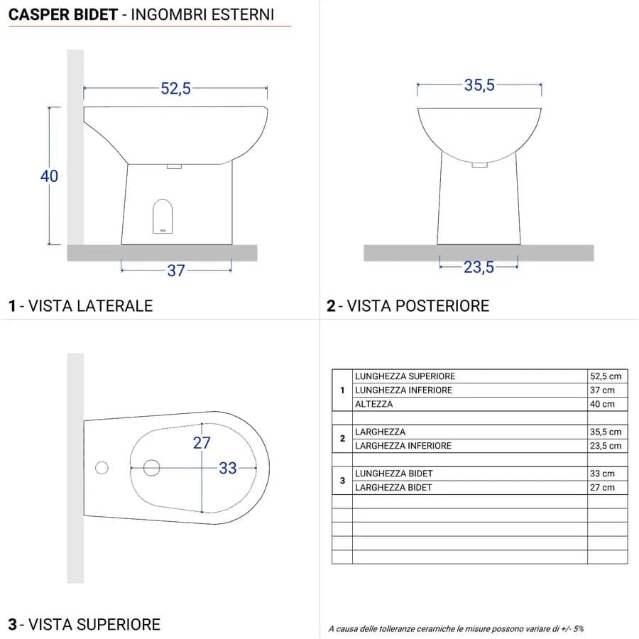 Sanitari tradizionali con scarico a terra e sedile softclose bianco - Casper
