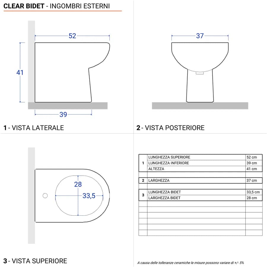 Coppia di sanitari filomuro in ceramica rimless con copriwc softclose - Clear