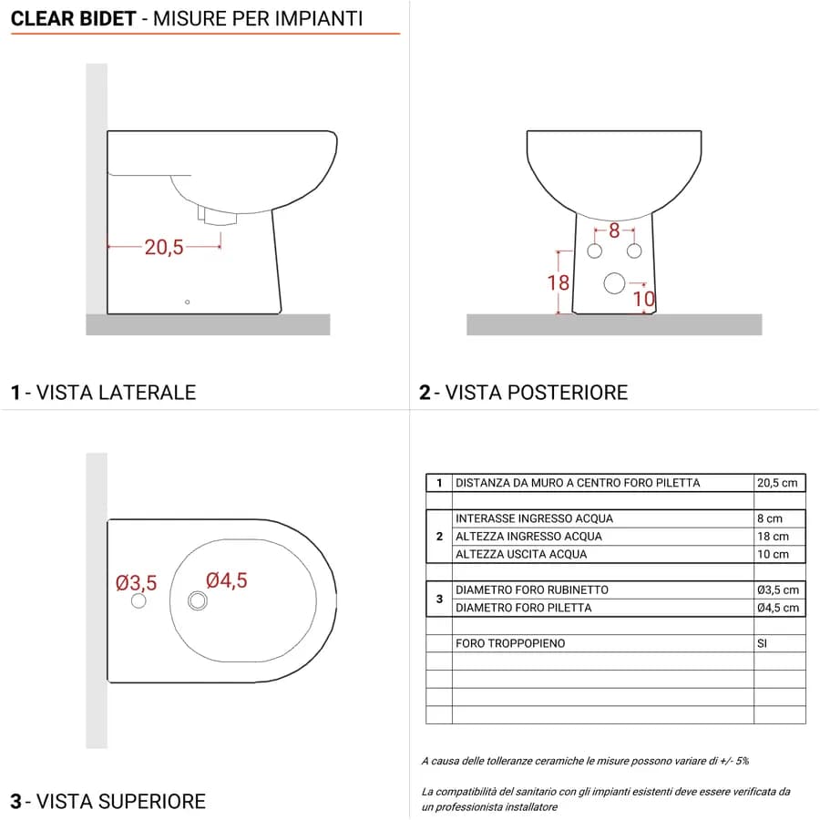 Coppia di sanitari filomuro in ceramica rimless con copriwc softclose - Clear
