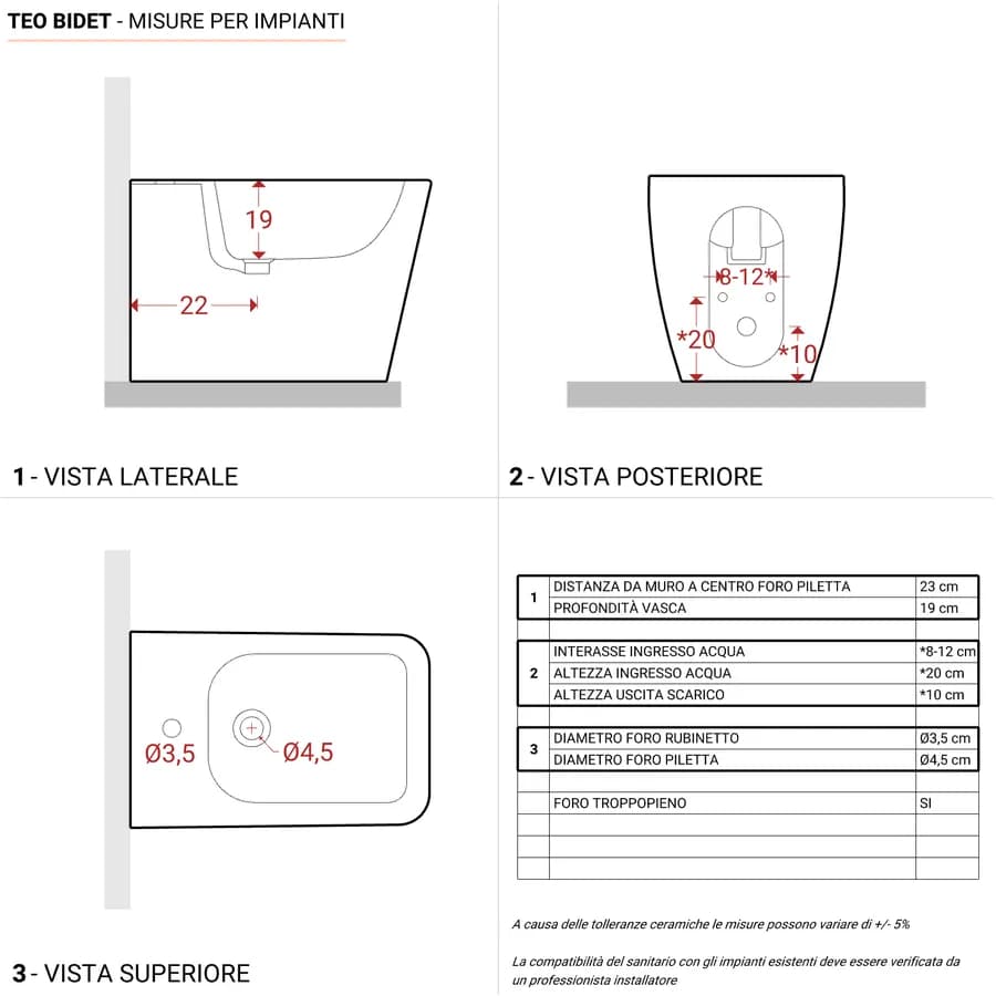 Sanitari filomuro monoblocco rimless sedile SoftcCose a sgancio rapido - Teo