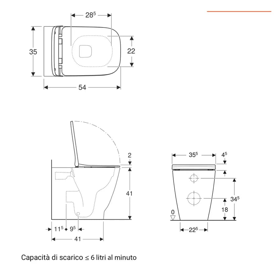 Coppia di sanitari filomuro vaso rimless e bidet bianco - Smyle square di Geberit