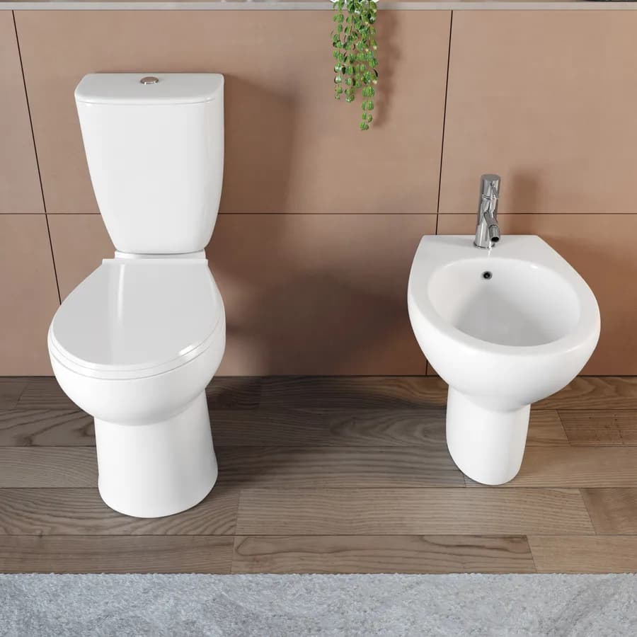 Sanitari monoblocco con scarico a parete e sedile softclose bianco - Casper