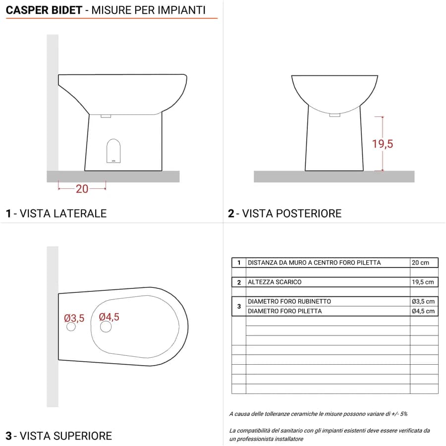 Sanitari monoblocco con scarico a parete e sedile softclose bianco - Casper