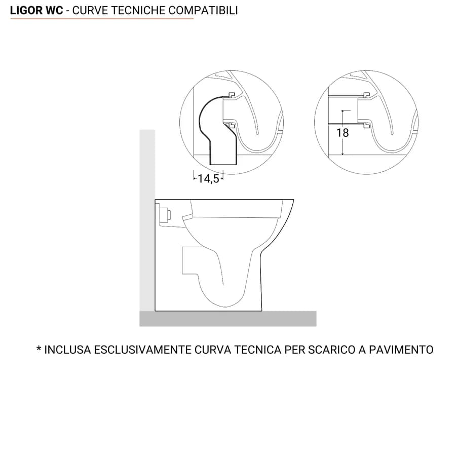 Coppia di sanitari vaso monoblocco e bidet con sedile soft-close in ceramica - Ligor