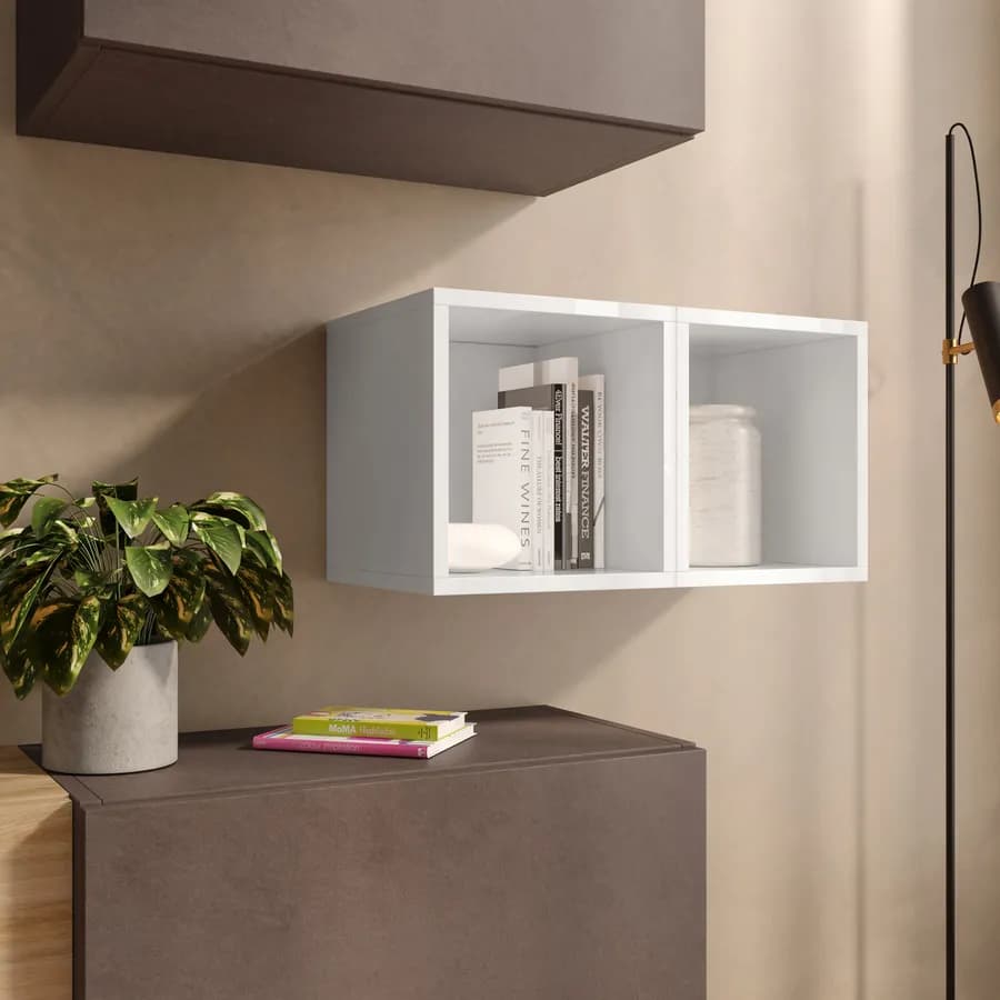 Set 2 cubi pensili 27x28h cm color bianco lucido - Clary