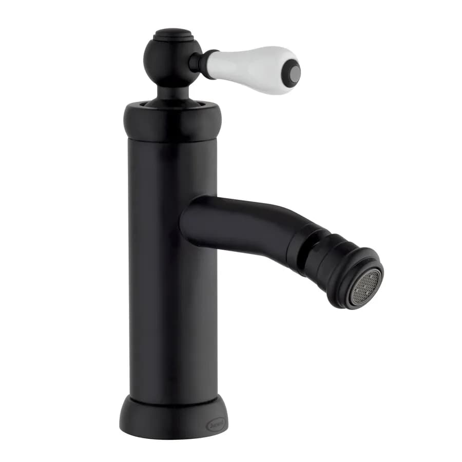 Coppia lavabo e bidet BRERA di Jacuzzi - Rubinetteria in ottone nero opaco e ceramica bianca