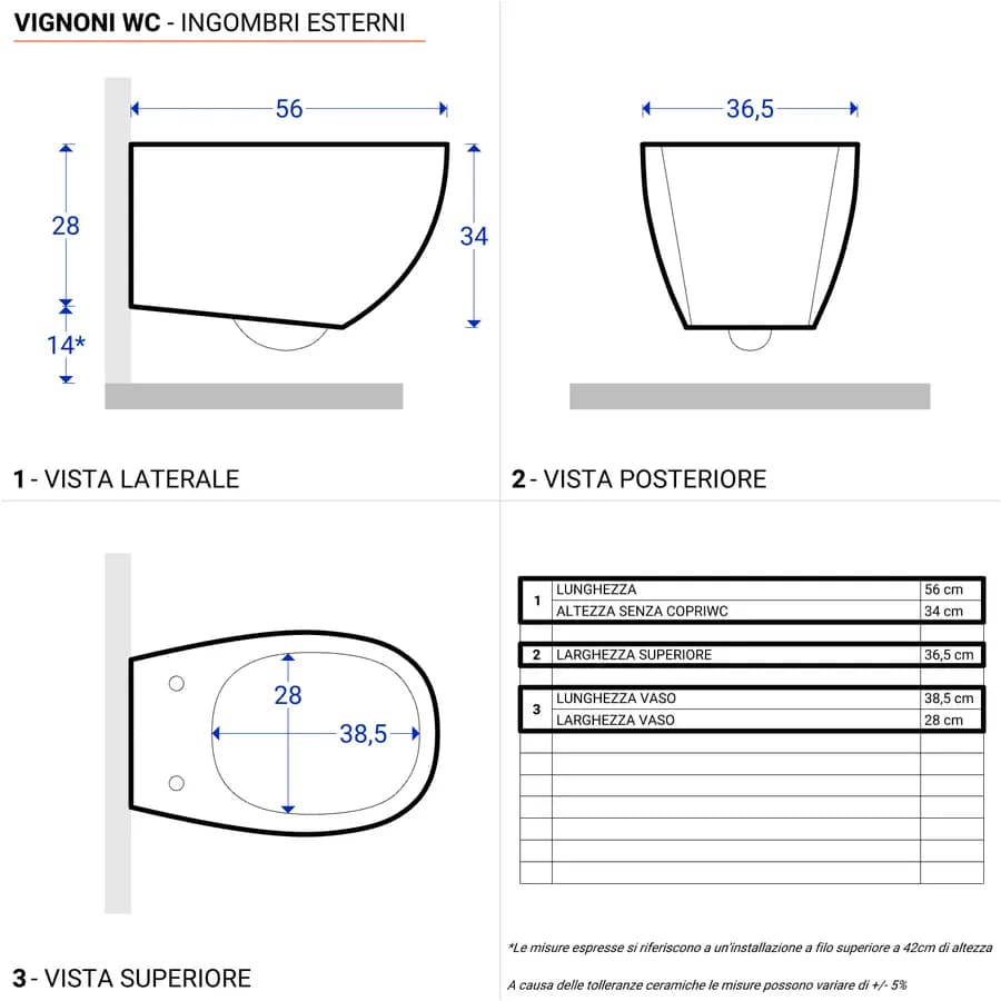 Coppia sanitari sospesi bidet + wc + sedile 56 cm antracite opaco - Vignoni di Simas