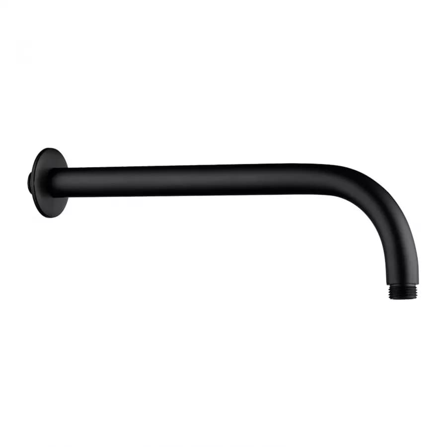 Coppia soffione e braccio doccia nero opaco design ultraslim con diametro 25 cm