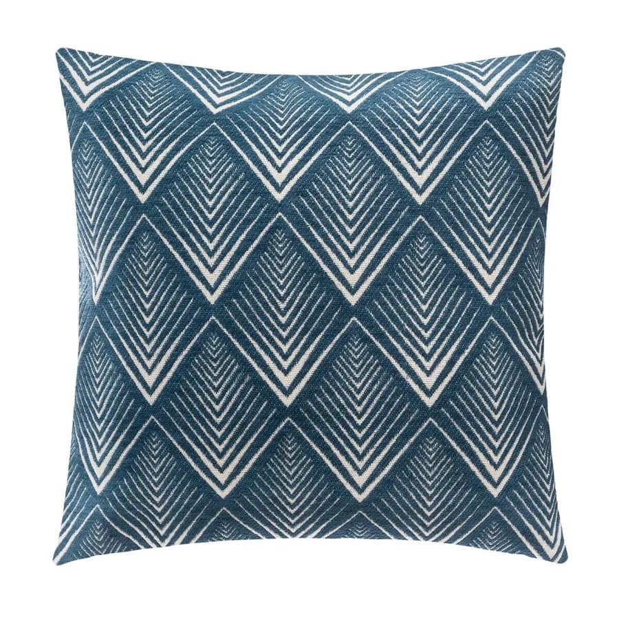 Copricuscino 40x40 cm in ciniglia blu con motivo beige