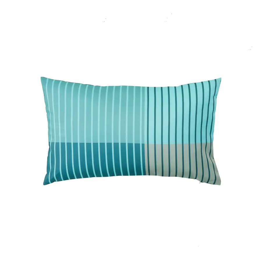 Copricuscino decorativo da esterno 50x30 cm in poliestere idrorepellente celeste a righe - Pigmentia