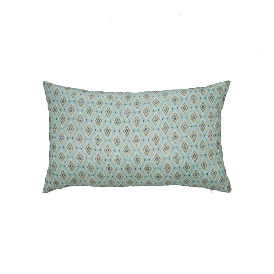 Copricuscino decorativo da esterno 50x30 cm in poliestere idrorepellente verde acqua motivo rombi - Pigmentia