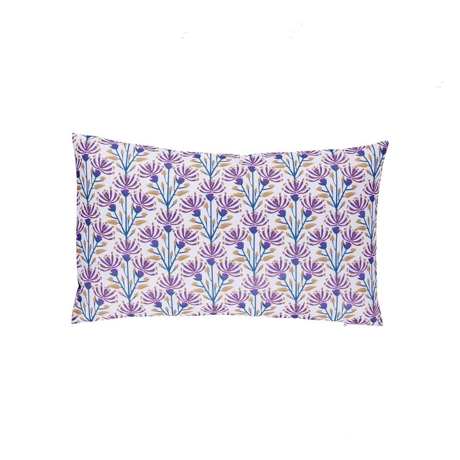 Copricuscino decorativo da esterno 50x30 cm in poliestere idrorepellente viola motivo fiori - Pigmentia