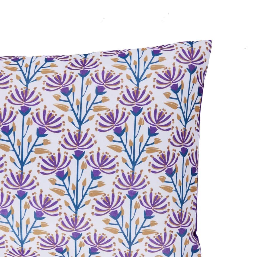 Copricuscino decorativo da esterno 50x30 cm in poliestere idrorepellente viola motivo fiori - Pigmentia