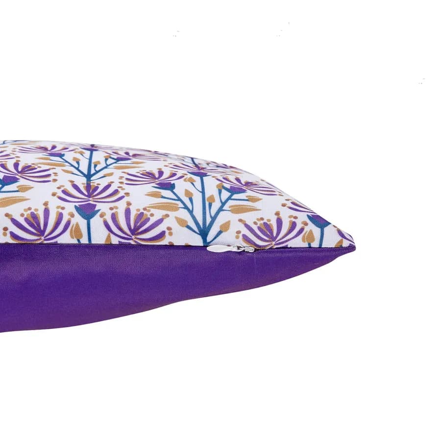 Copricuscino decorativo da esterno 50x30 cm in poliestere idrorepellente viola motivo fiori - Pigmentia