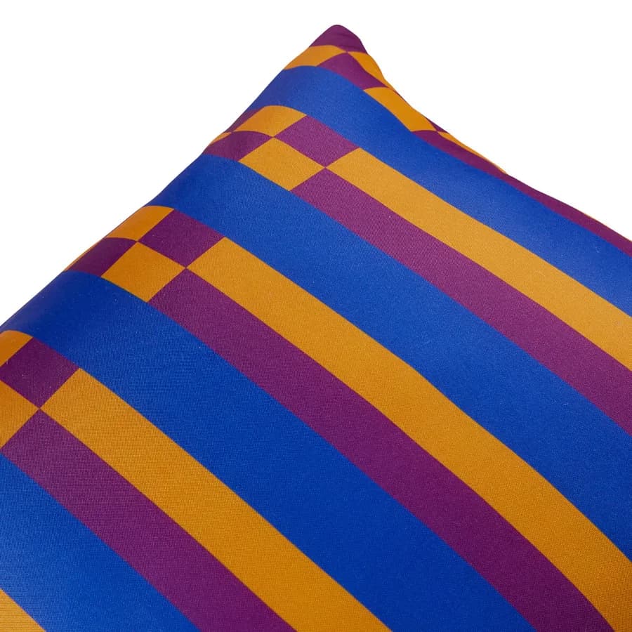 Copricuscino decorativo da esterno 40x40 cm in poliestere idrorepellente blu con disegno righe colorate - Pigmentia