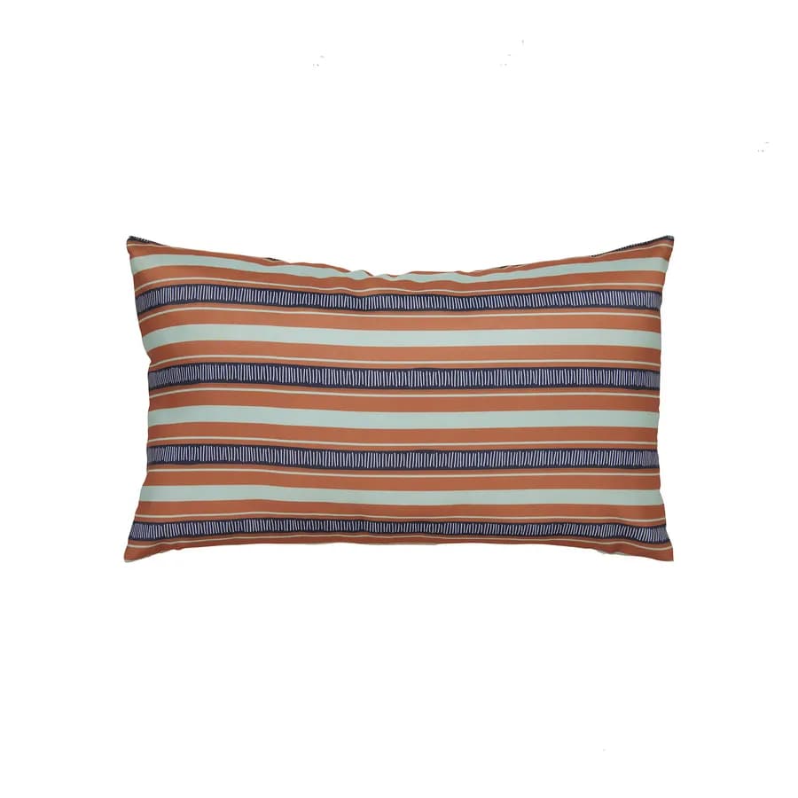 Copricuscino decorativo da esterno 50x30 cm in poliestere idrorepellente trama righe colorate - Pigmentia