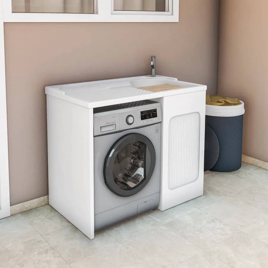 Coprilavatrice con vasca dx Colavene Lavacril 106x60x89h cm in ABS con serrandina laterale