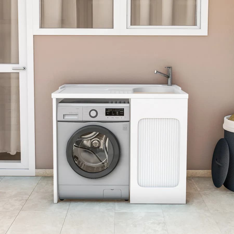 Coprilavatrice con vasca dx Colavene Lavacril 106x60x89h cm in ABS con serrandina laterale