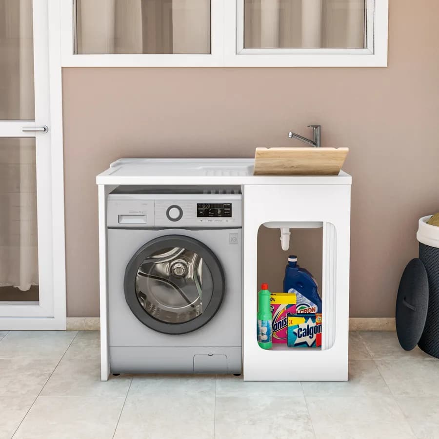 Coprilavatrice con vasca dx Colavene Lavacril 106x60x89h cm in ABS con serrandina laterale