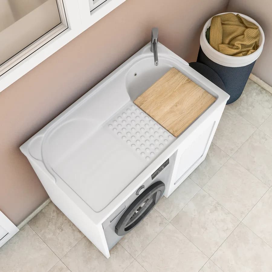 Coprilavatrice con vasca dx Colavene Lavacril 106x60x89h cm in ABS con serrandina laterale