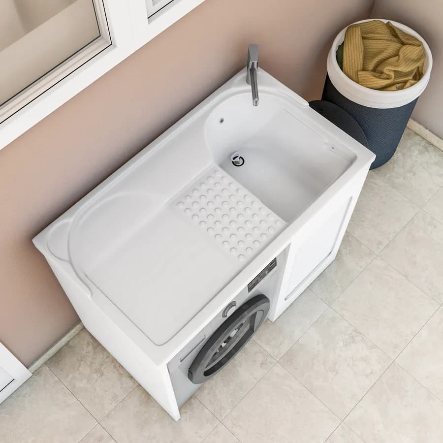 Coprilavatrice con vasca dx Colavene Lavacril 106x60x89h cm in ABS con serrandina laterale