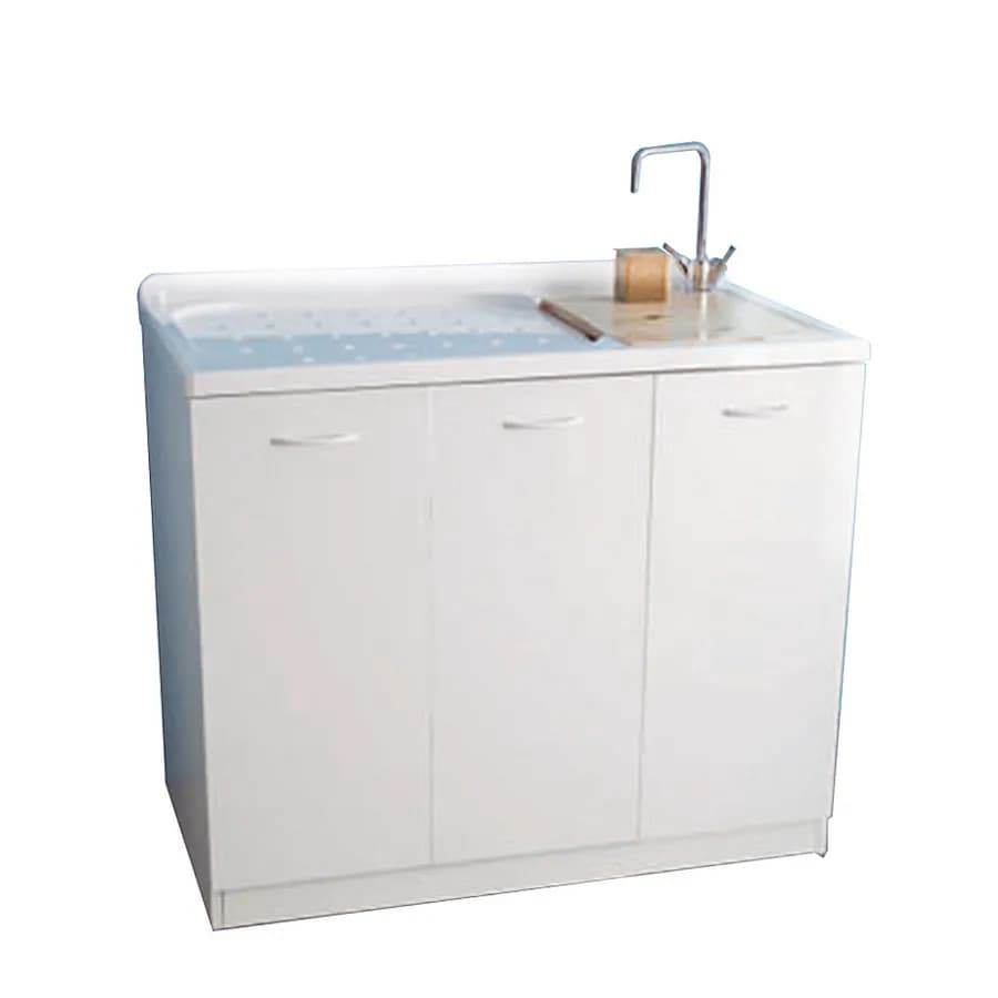 Coprilavatrice da interno 106 x 60 cm con 3 ante con asse in legno, per lavatrice a sinistra