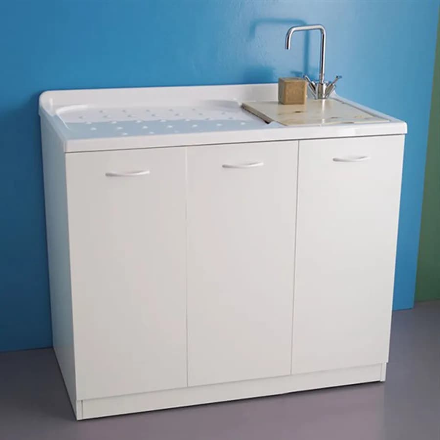 Coprilavatrice da interno 106 x 60 cm con 3 ante con asse in legno, per lavatrice a sinistra