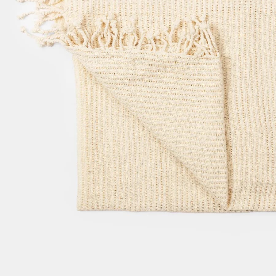 Copriletto 130x170 cm in cotone con frange crema - Bea