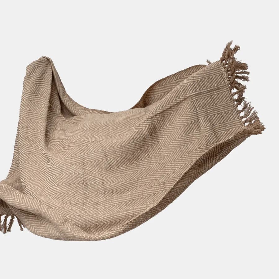 Copriletto 130x170 cm in cotone intrecciato naturale con frange