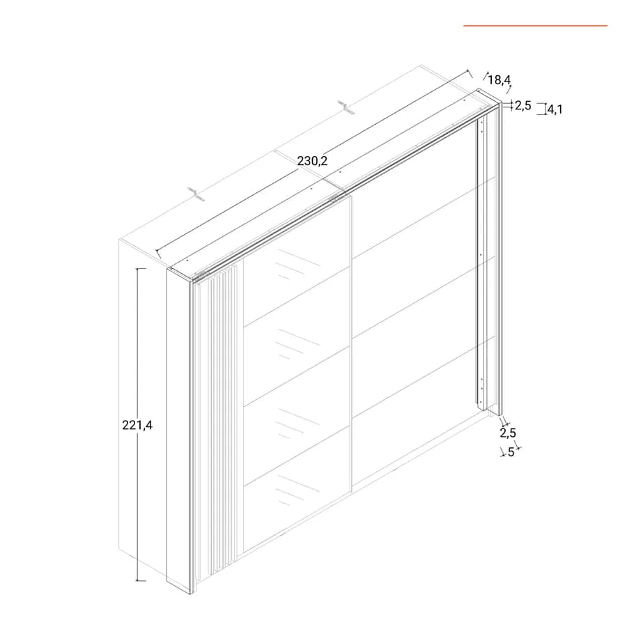 Cornice per armadio Gilde 220x62x217,5 h cm in legno bianco