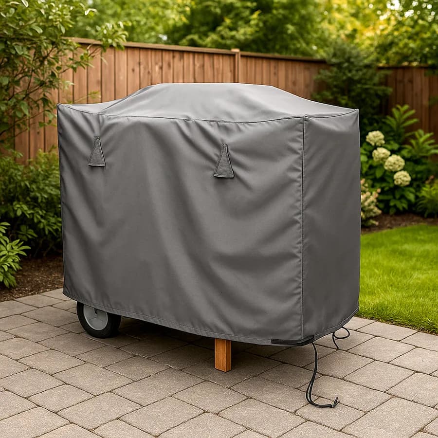 Copertura protettiva per barbecue in poliestere idrorepellente antracite 150x60x100h cm con coulisse regolabile - Wakanda
