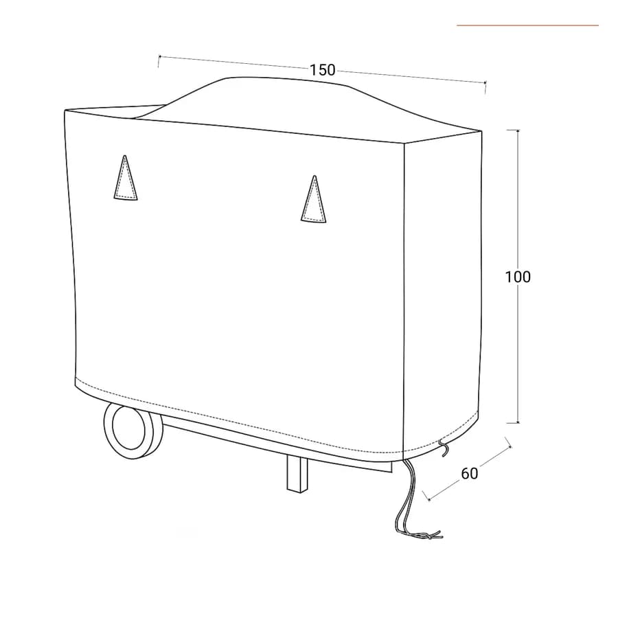Copertura protettiva per barbecue in poliestere idrorepellente antracite 150x60x100h cm con coulisse regolabile - Wakanda