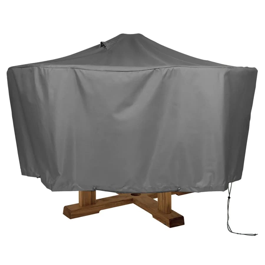 Copertura protettiva per tavolo rotondo in poliestere idrorepellente antracite 90x70h cm con coulisse regolabile - Wakanda