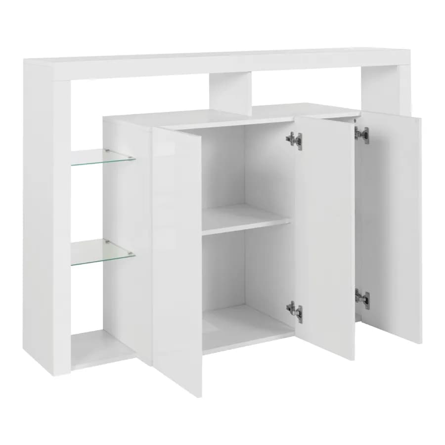 Credenza 150x100h cm con 3 ante in legno bianco laccato e opaco - Garima